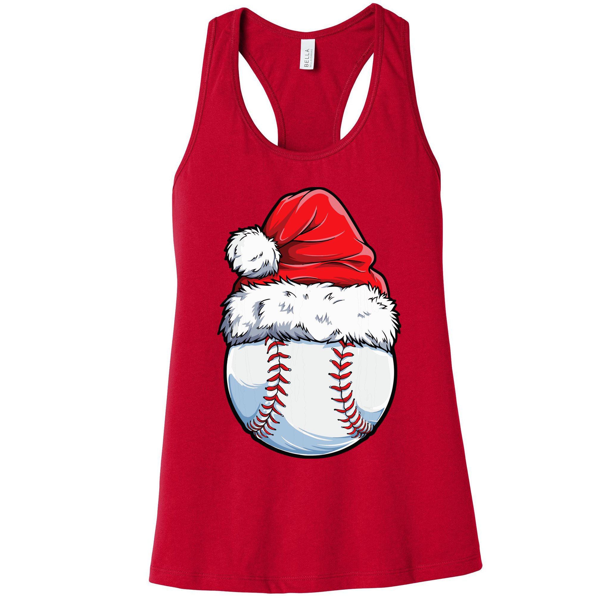 Christmas Baseball Ball Santa Hat Xmas Boys Womens Tank Top