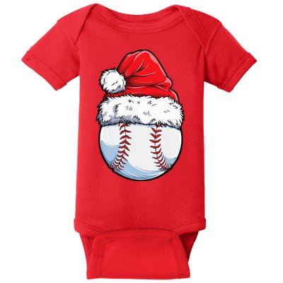 Christmas Baseball Ball Santa Hat Xmas Boys Baby Bodysuit