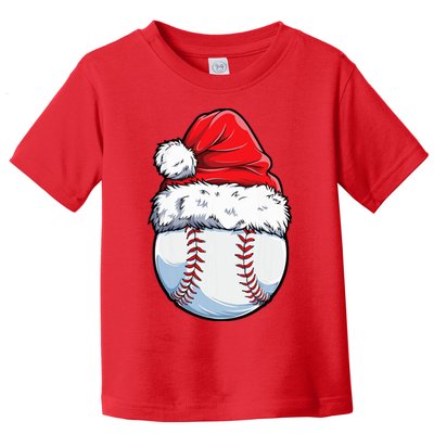 Christmas Baseball Ball Santa Hat Xmas Boys Toddler T-Shirt
