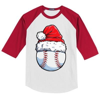 Christmas Baseball Ball Santa Hat Xmas Boys Kids Colorblock Raglan Jersey