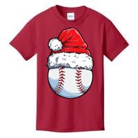 Christmas Baseball Ball Santa Hat Xmas Boys Kids T-Shirt