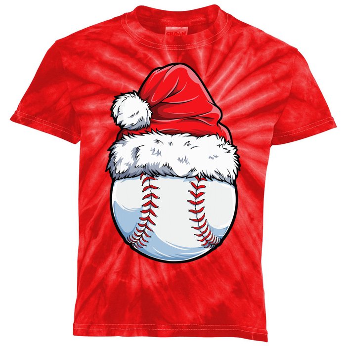 Christmas Baseball Ball Santa Hat Xmas Boys Kids Tie-Dye T-Shirt