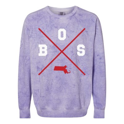 Classic Bos Boston Massachusetts Red Vintage State Outline Colorblast Crewneck Sweatshirt