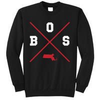 Classic Bos Boston Massachusetts Red Vintage State Outline Sweatshirt