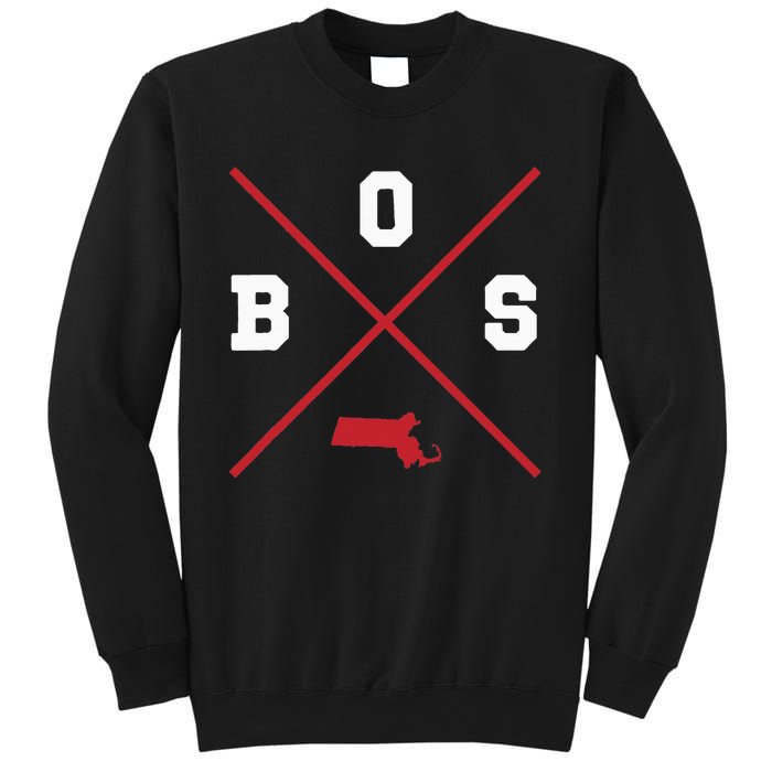 Classic Bos Boston Massachusetts Red Vintage State Outline Sweatshirt