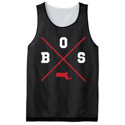 Classic Bos Boston Massachusetts Red Vintage State Outline Mesh Reversible Basketball Jersey Tank