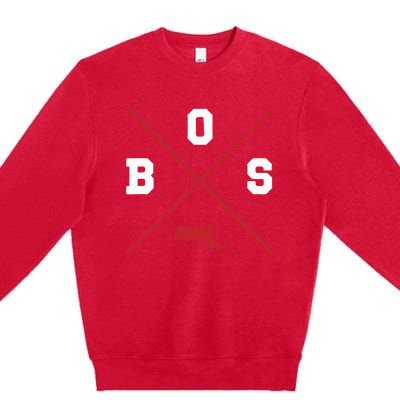 Classic Bos Boston Massachusetts Red Vintage State Outline Premium Crewneck Sweatshirt