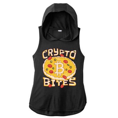 Crypto Bites Bitcoin Pizza Ladies PosiCharge Tri-Blend Wicking Draft Hoodie Tank