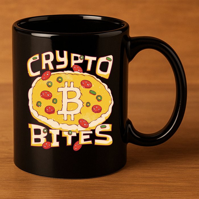 Crypto Bites Bitcoin Pizza 11oz C Handle Ceramic Mug