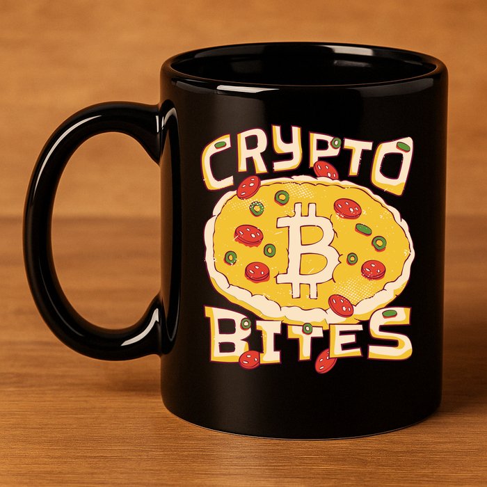 Crypto Bites Bitcoin Pizza 11oz C Handle Ceramic Mug