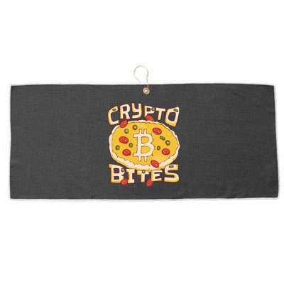 Crypto Bites Bitcoin Pizza Large Microfiber Waffle Golf Towel