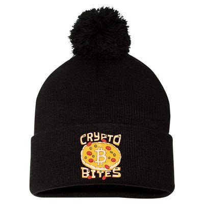 Crypto Bites Bitcoin Pizza Pom Pom 12in Knit Beanie