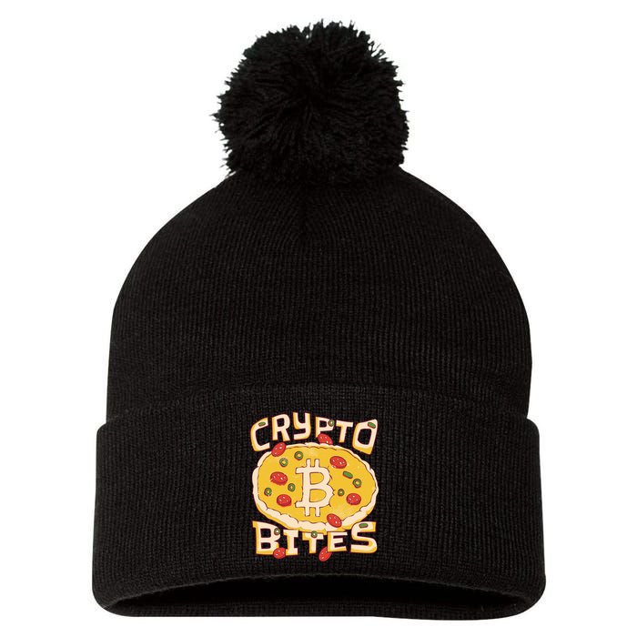 Crypto Bites Bitcoin Pizza Pom Pom 12in Knit Beanie
