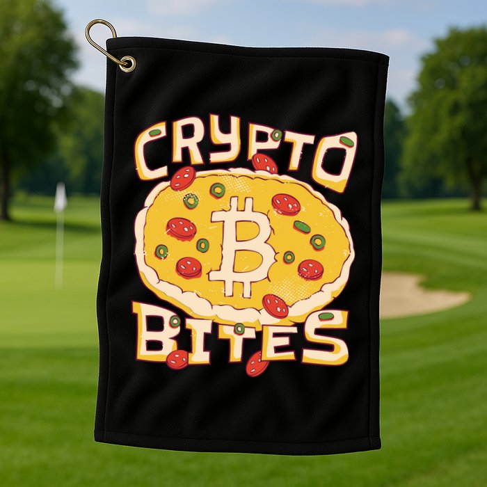 Crypto Bites Bitcoin Pizza Golf Towel