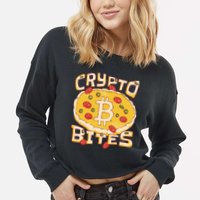 Crypto Bites Bitcoin Pizza Cropped Pullover Crew