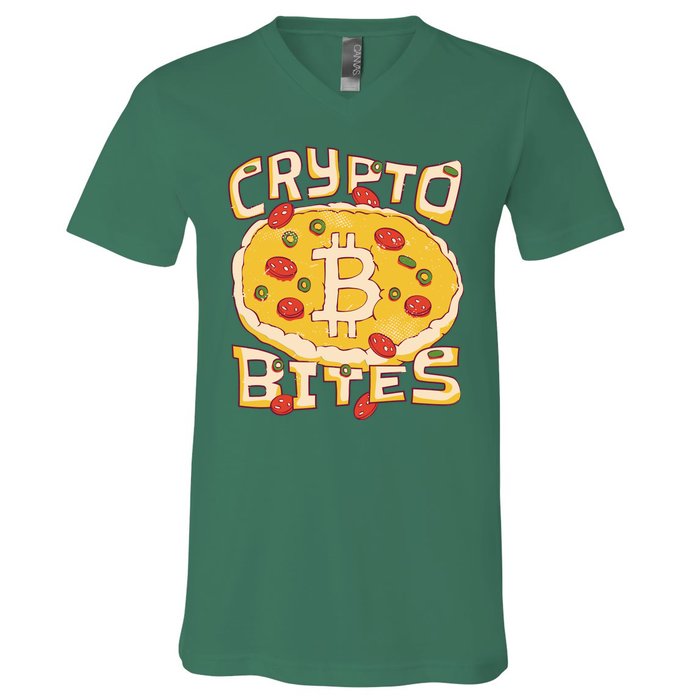 Crypto Bites Bitcoin Pizza V-Neck T-Shirt