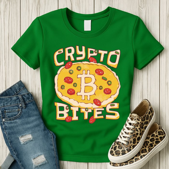 Crypto Bites Bitcoin Pizza Womens T-Shirt