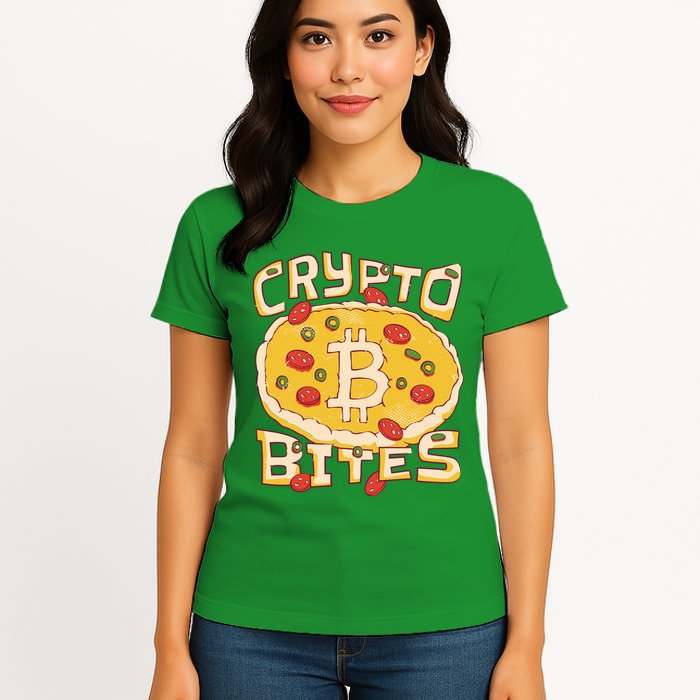 Crypto Bites Bitcoin Pizza Womens T-Shirt