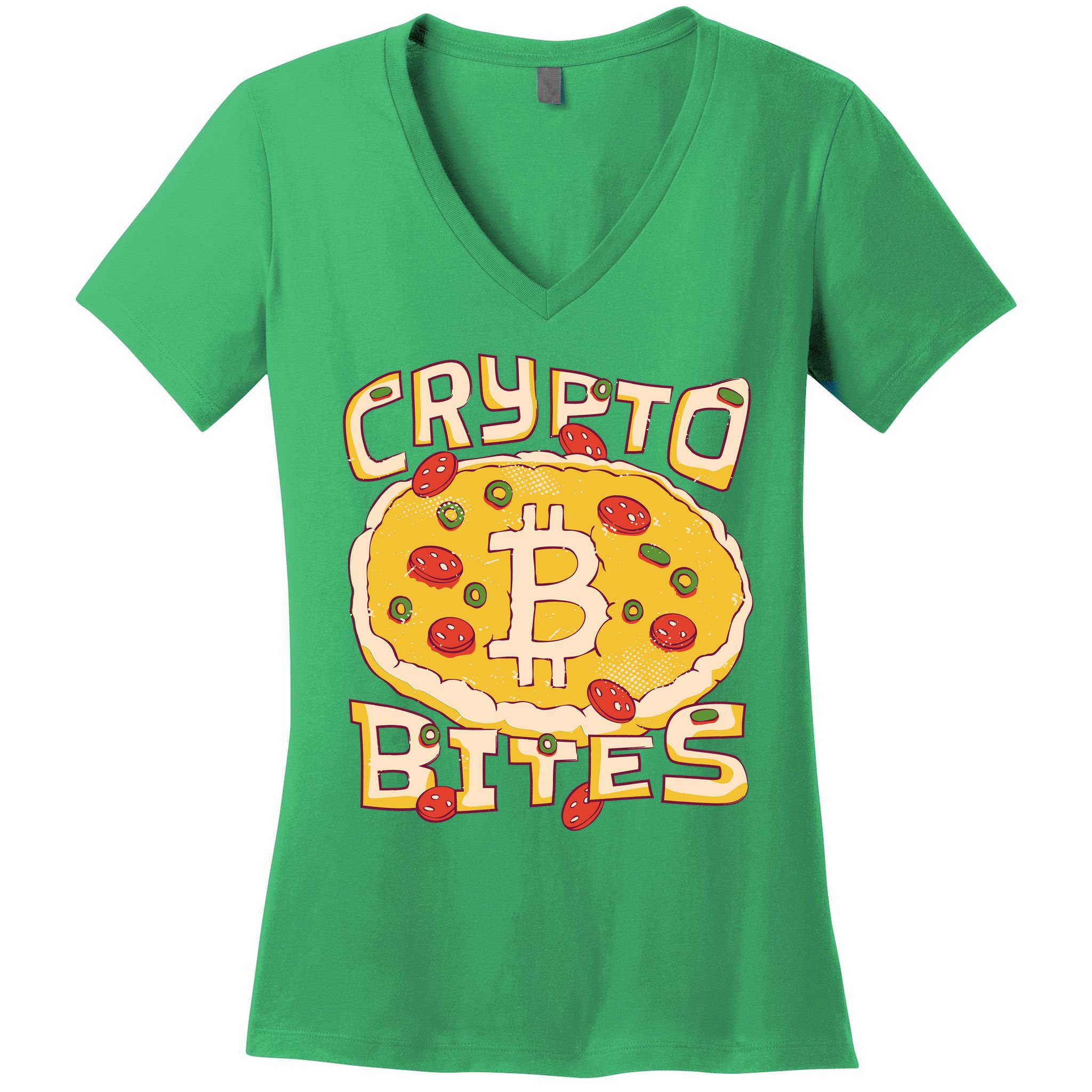 Crypto Bites Bitcoin Pizza Women's V-Neck T-Shirt