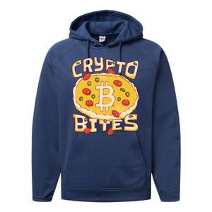 Crypto Bites Bitcoin Pizza Performance Fleece Hoodie