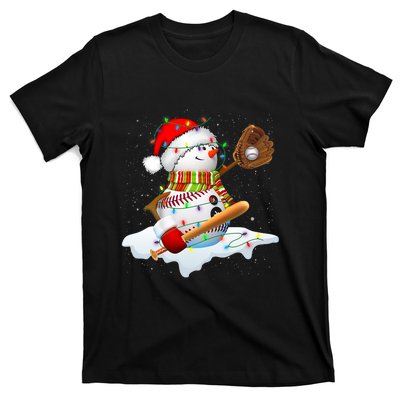 Christmas Baseball Bat Snowman Santa Snowflake T-Shirt