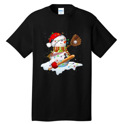 Christmas Baseball Bat Snowman Santa Snowflake Tall T-Shirt