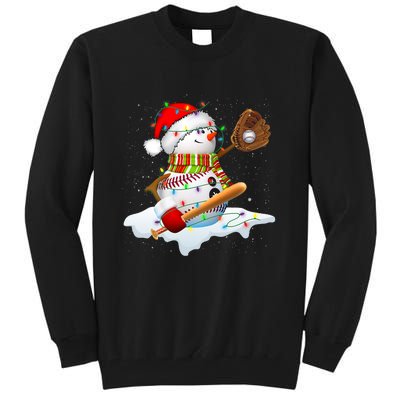 Christmas Baseball Bat Snowman Santa Snowflake Tall Sweatshirt