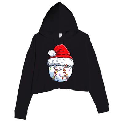 Christmas Baseball Ball Santa Hat Xmas Catcher Pitcher Gift Crop Fleece Hoodie