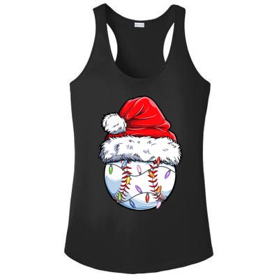 Christmas Baseball Ball Santa Hat Xmas Catcher Pitcher Gift Ladies PosiCharge Competitor Racerback Tank