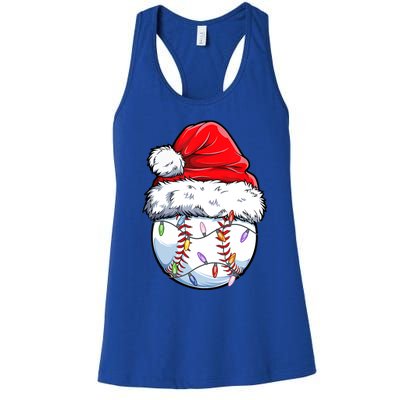 Christmas Baseball Ball Santa Hat Xmas Catcher Pitcher Gift Women's Racerback Tank