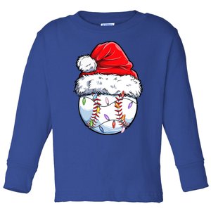 Christmas Baseball Ball Santa Hat Xmas Catcher Pitcher Gift Toddler Long Sleeve Shirt