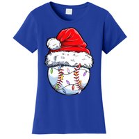 Christmas Baseball Ball Santa Hat Xmas Catcher Pitcher Gift Women's T-Shirt