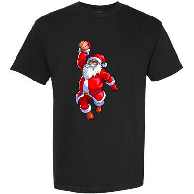 Christmas Basketball Black African American Santa Garment-Dyed Heavyweight T-Shirt