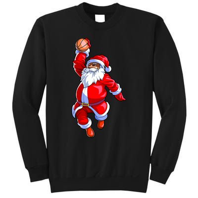 Christmas Basketball Black African American Santa Sweatshirt