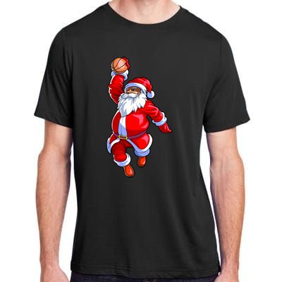 Christmas Basketball Black African American Santa Adult ChromaSoft Performance T-Shirt