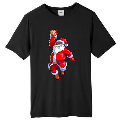 Christmas Basketball Black African American Santa Tall Fusion ChromaSoft Performance T-Shirt