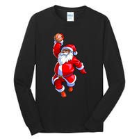 Christmas Basketball Black African American Santa Tall Long Sleeve T-Shirt