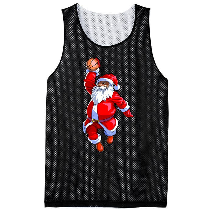 Christmas Basketball Black African American Santa Mesh Reversible Basketball Jersey Tank