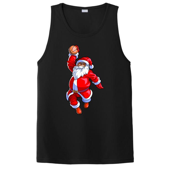 Christmas Basketball Black African American Santa PosiCharge Competitor Tank