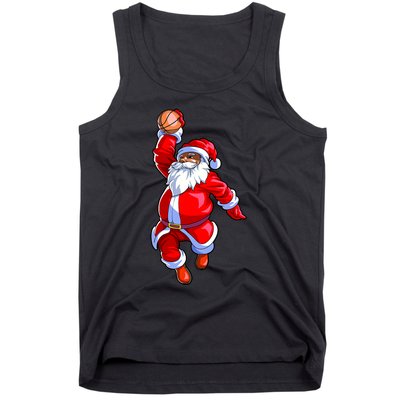 Christmas Basketball Black African American Santa Tank Top