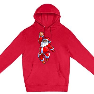 Christmas Basketball Black African American Santa Premium Pullover Hoodie