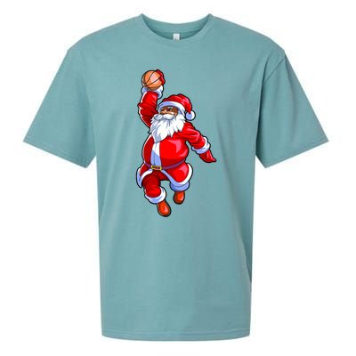 Christmas Basketball Black African American Santa Sueded Cloud Jersey T-Shirt