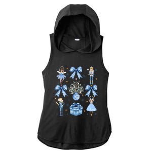 Coquette Blue Bow Nutcracker Xmas Merry Christmas Pajamas Ladies PosiCharge Tri-Blend Wicking Draft Hoodie Tank