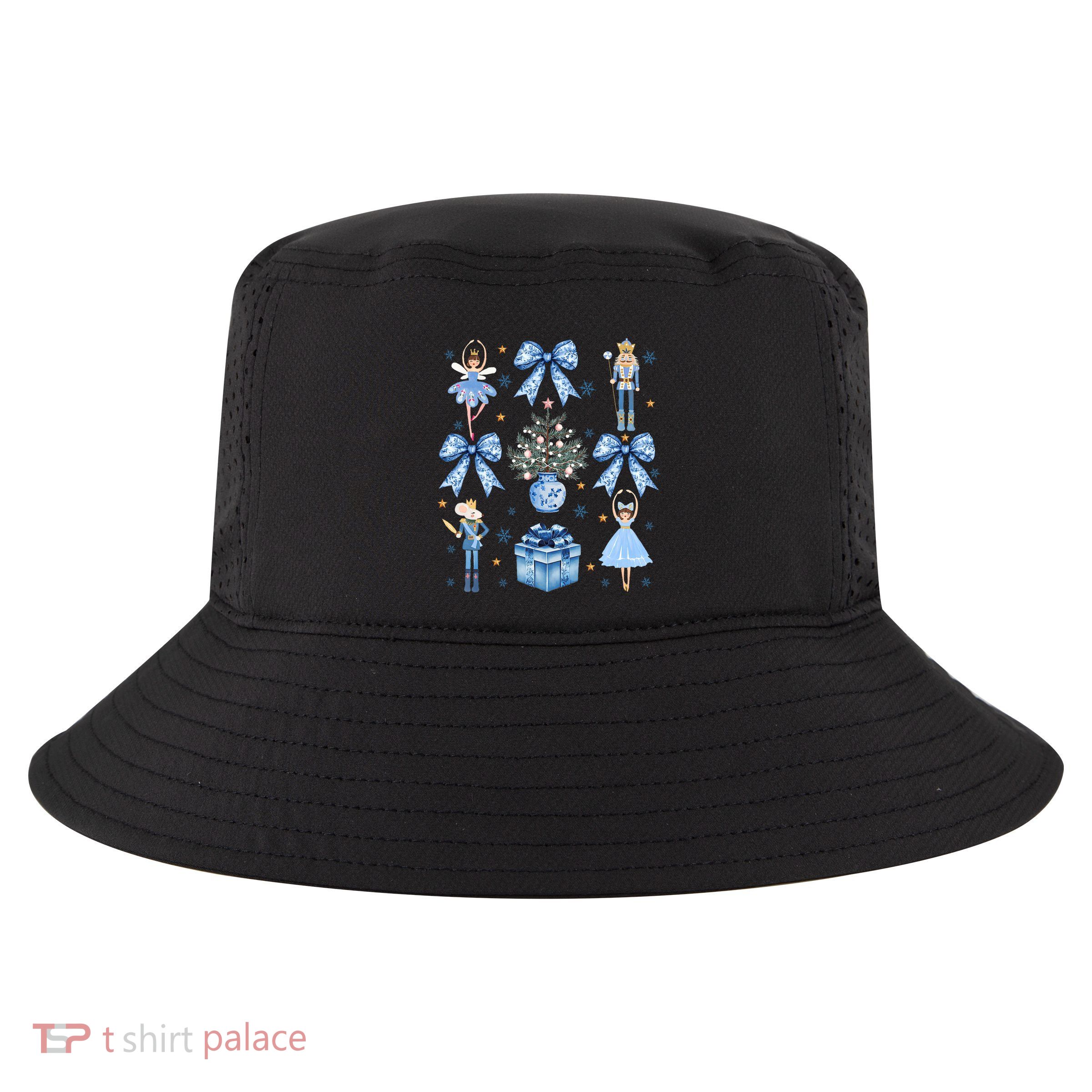 Coquette Blue Bow Nutcracker Xmas Merry Christmas Pajamas Cool Comfort Performance Bucket Hat