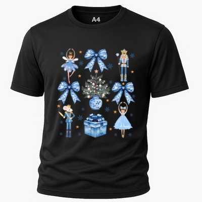 Coquette Blue Bow Nutcracker Xmas Merry Christmas Pajamas Performance Shirt