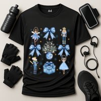 Coquette Blue Bow Nutcracker Xmas Merry Christmas Pajamas Performance Shirt