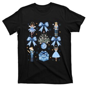 Coquette Blue Bow Nutcracker Xmas Merry Christmas Pajamas T-Shirt