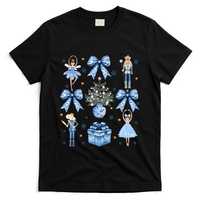 Coquette Blue Bow Nutcracker Xmas Merry Christmas Pajamas T-Shirt