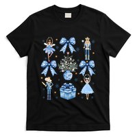 Coquette Blue Bow Nutcracker Xmas Merry Christmas Pajamas T-Shirt