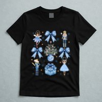 Coquette Blue Bow Nutcracker Xmas Merry Christmas Pajamas T-Shirt